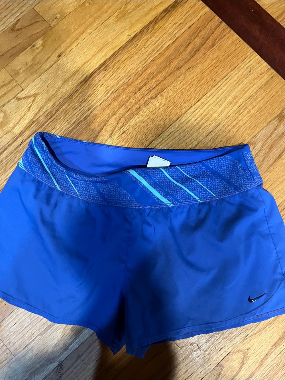 Nike Women’s Royal Blue Swim Coverup Shorts with Teal Accent